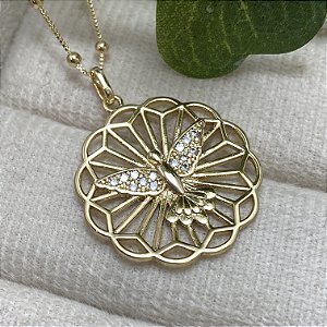 Colar Espírito Santo Bordado Semijoia Ouro