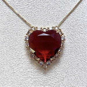 Colar Coração Imperatriz Semijoia Ouro