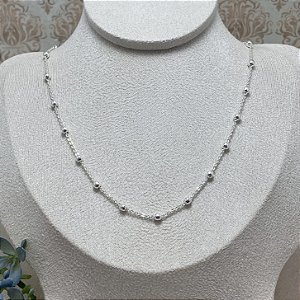 Colar Bolinhas P Semijoia Prata