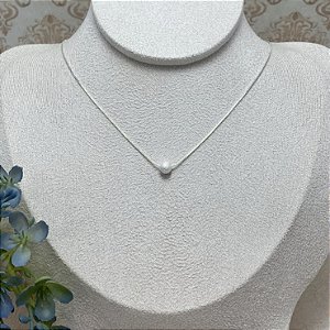 Colar Bolinha Única Semijoia Prata