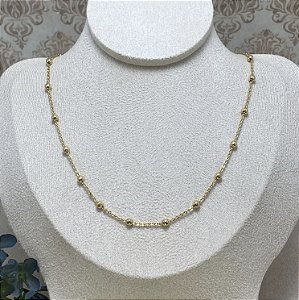 Colar Bolinhas P Semijoia Ouro