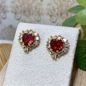 Brinco Coração Imperatriz Semijoia Ouro