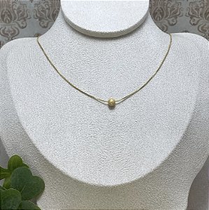 Colar Bolinha Única Semijoia Ouro