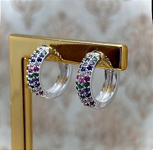 Brinco Argolinha Colors 1.0 Semijoia Prata