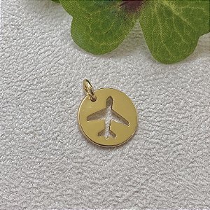 Pingente Avião Semijoia Ouro