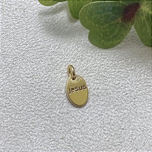 Pingente Plaquinha Jesus Semijoia Ouro