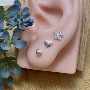 Trio Marteladinho Semijoia Prata