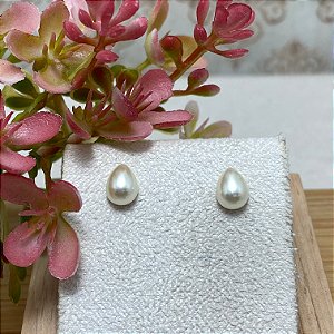 Brinco Pérola Gota P Semijoia Ouro