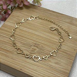 Pulseira Corações Semijoia Ouro