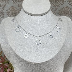 Colar 7 Elos Frisados Semijoia Prata