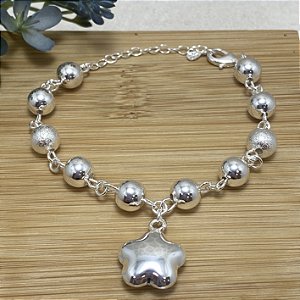 Pulseira Bolas com Estrela Semijoia Prata