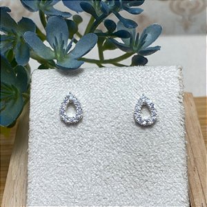 Brinco Gotinha Cravejada Semijoia Prata