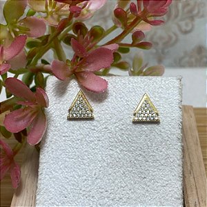 Brinco Triângulo Duplo Semijoia Ouro