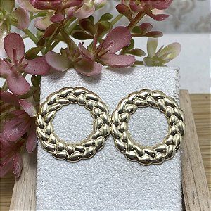 Brinco Círculo Trançado Semijoia Ouro