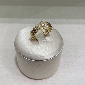 Anel Corrente Malha Semijoia Ouro