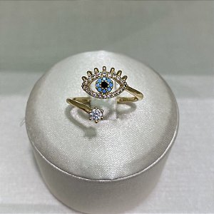 Anel Ajustável Olho Grego Semijoia Ouro