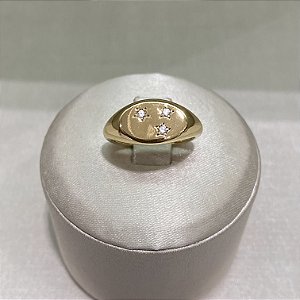 Anel 3 Estrelas Semijoia Ouro