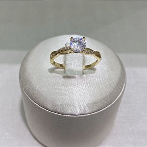 Anel Solitário Torcido Semijoia Ouro