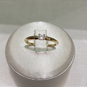 Anel Solitário Baixo Semijoia Ouro