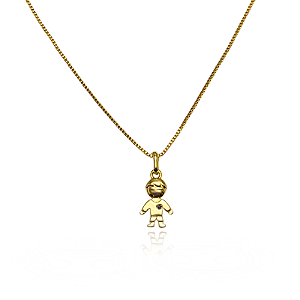 Colar Menino Ponto Azul Semijoia Ouro