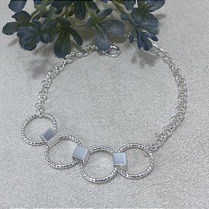 Pulseira 4 Elos Frisados Semijoia Prata