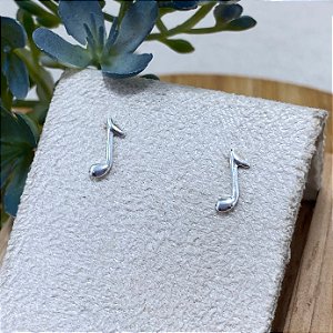 Brinco Nota Musical Semijoia Prata