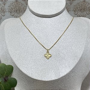 Colar 1 Trevo Frisado Semijoia Ouro
