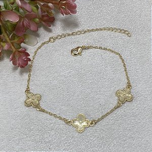 Pulseira 3 Trevinhos Semijoia Ouro