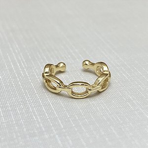 Brinco Falso Piercing Elos Semijoia Ouro