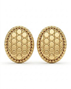 Brinco Oval Colméia Semijoia Ouro
