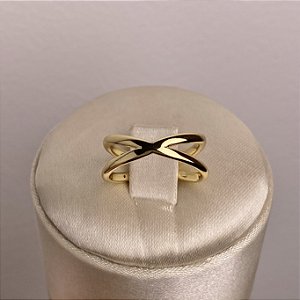 Anel X Liso Semijoia Ouro