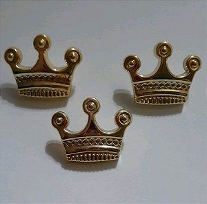 Botão Coroa 3 pontas Dourado C/3