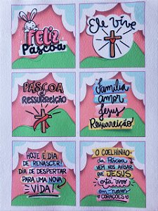 Caixa Explosiva/Cubo - Feliz Páscoa Rosa