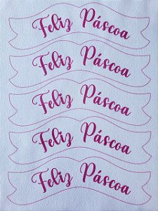 Plaquinha Feliz Páscoa para Guirlanda - Rosa