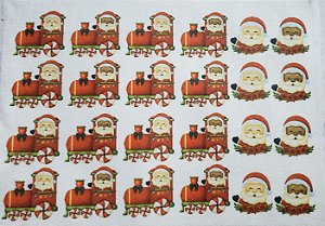 Estampa para Fecha Treco/ porta guardanapo 6cm- Papai Noel no trenzinho - Natal