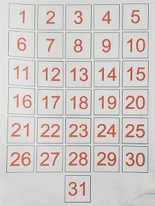 Números em vermelho para calendario