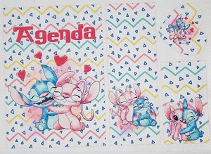 Agenda, estojo, marca pagina e chaveiro - Stitch e Angel