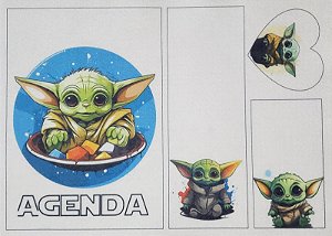 Agenda, estojo, marca pagina e chaveiro - Baby Yoda