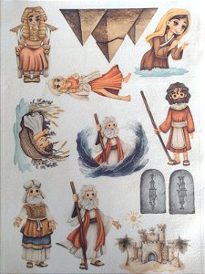 Historia biblica Moises - aquarela