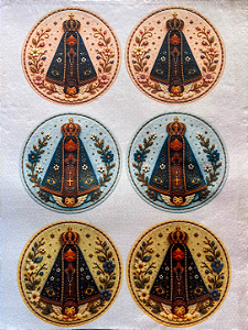 Medalha Nossa Senhora Aparecida com 3 cores "Coleção Bordados" 9cm