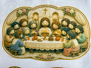 Placa Santa Ceia "Coleção Costurados a mão"