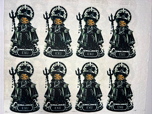 Orixá Exu Branco e Preto "Coleção Costurados a mão" 9cm