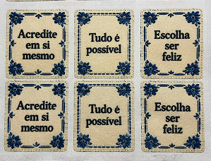 Azulejo da autoestima Azul - Coleção "Costurados a Mão"