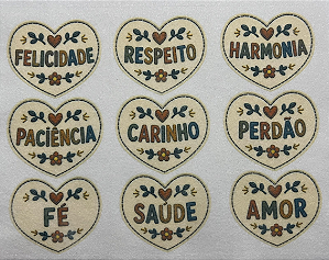 Corações Mandamentos do Lar Inverno - Coleção "Costurados a Mão"