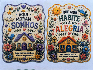 Aqui moram sonhos e Que aqui habite... "Costurados a Mão"