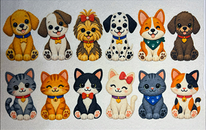Fecha treco Cães e Gatos "Coleção Costurados a mão"