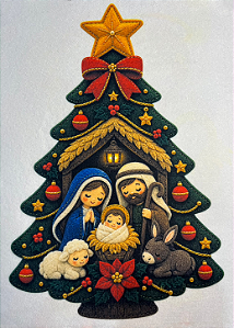Arvore/ Pinheiro Presepio de Natal Grande "Coleção Costurados a mão"