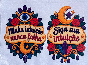 Plaquinha Minha intuição... e Siga sua intuição... "Coleção Costurados a mão"