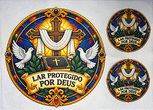 Vitral Lar protegido por Deus