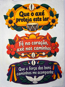 Plaquinha Que o Axé proteja esse la e outras... "Coleção costurados a mão"